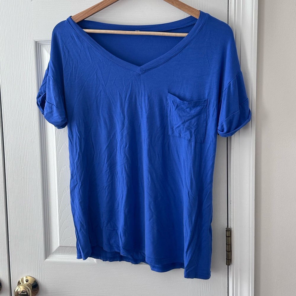 Blue V-Neck Women's Top